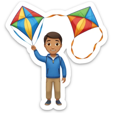 Man with kite,Kite Flyers, big kite sticker