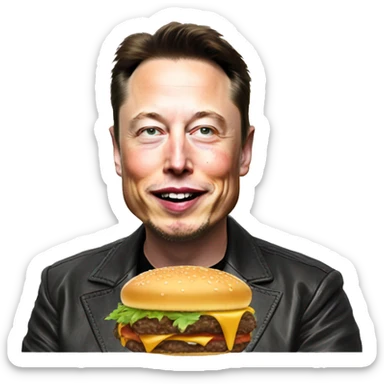 Elon musk eat hamburger sticker