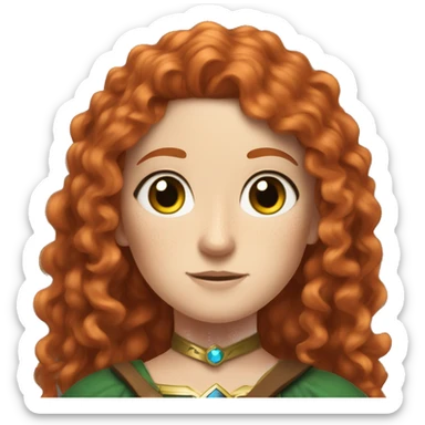 a white girl with long red curly hair and freckles, cosplaying Zelda sticker