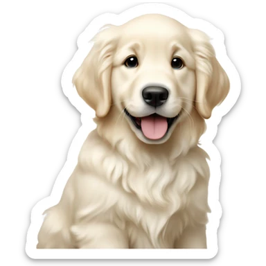 White English cream long haired curly golden retriever puppy sticker