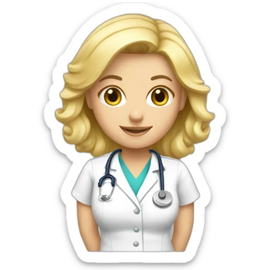 blonde female nurse sticker