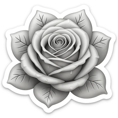 Make the blue icy rose look silver in the style of emoji, with no background. sticker