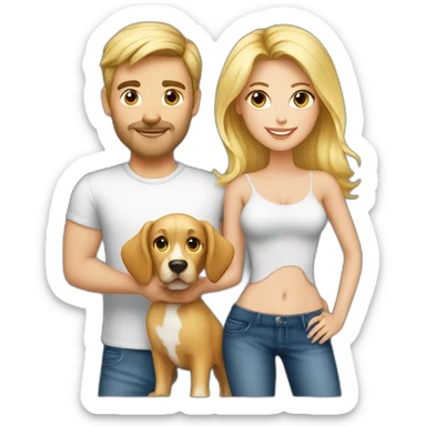blond-hair-sexy-man-and-woman-with-dog-and-cat sticker