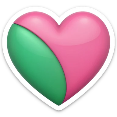 Half pink and half green heart sticker