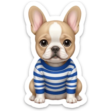 frenchie dog with cute clothes  sticker