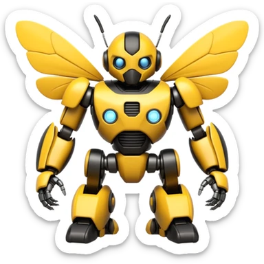 textCute yet badass robotic bumblebee in classic Bumblebee Transformers G1 style, anthropomorphic mech insect, sticker
