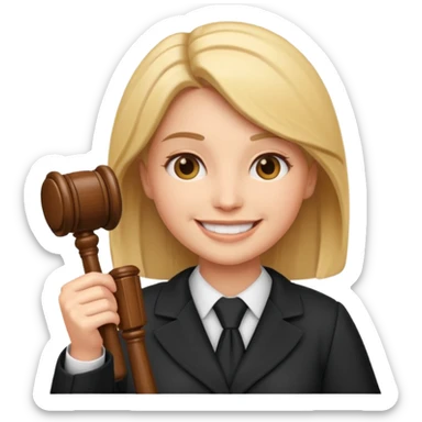 female lawyer emoji, holding a gavel sticker