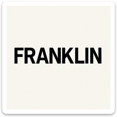 word mark 'FRANKLIN' in all caps, clean sans-serif Helvetica-inspired, bold, black sticker