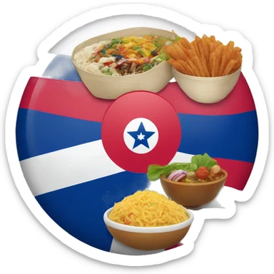Dominican Republic flag with Korean food in the middle  sticker