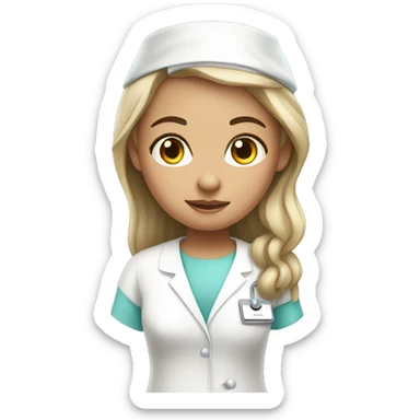 Girls as hospital patient in white hospital dress sticker