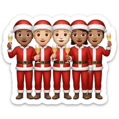 create a realistic emoji shwoing logistic workers celebrating christmas sticker