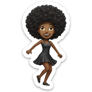 Black woman with Afro dancing sticker