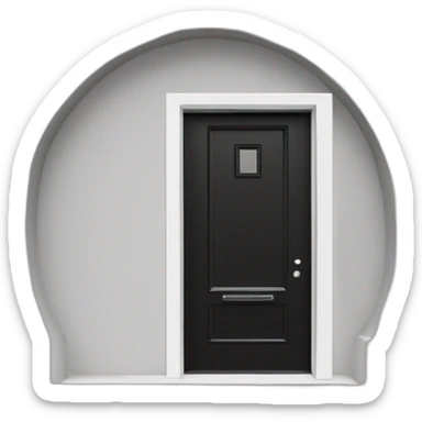 Large windowless rectangular matte black door white th pk ocular handle and a vertical BCD sight Adjace sticker