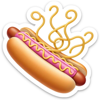 pink hot dog flying spaghetti  sticker