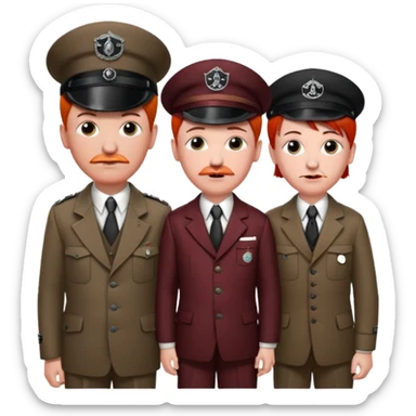 make a image of a red head boy wearing a hat that says dr pepper and make him standing by hitler sticker