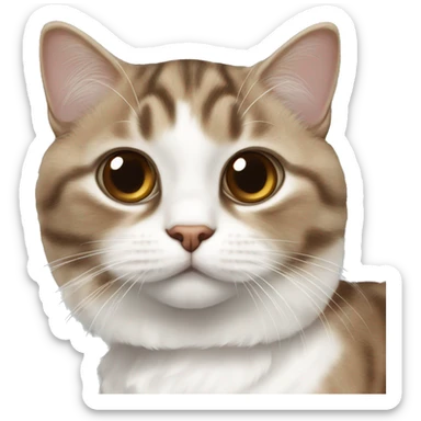 White brown tabby lop-eared scottish cat sticker