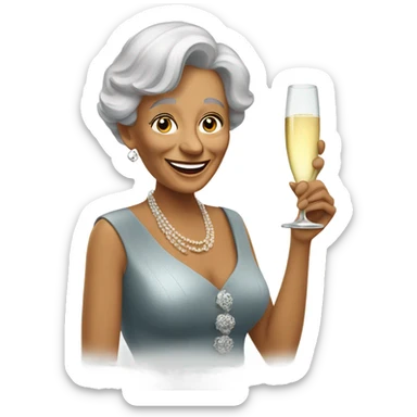 Older lady drinking champagne  sticker