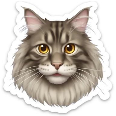 Maine Coon with a stupid mouth and stupid eyes  sticker