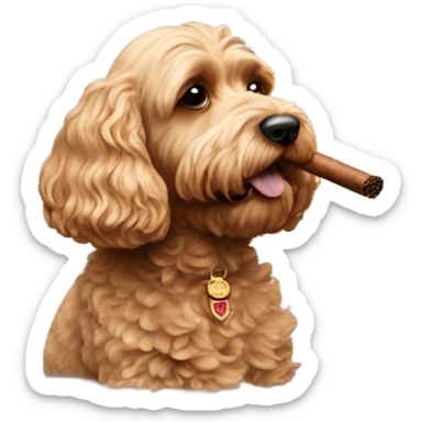 Cockapoo smoking a cigar sticker