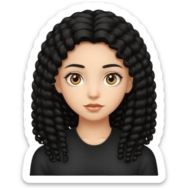 girl, long black coily hair, beautiful hazel eyes sticker