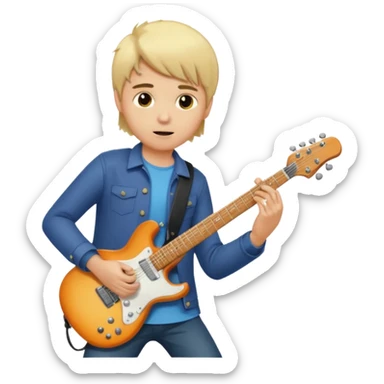 boy with blonde hair and brown eyes playing electric guitar  sticker
