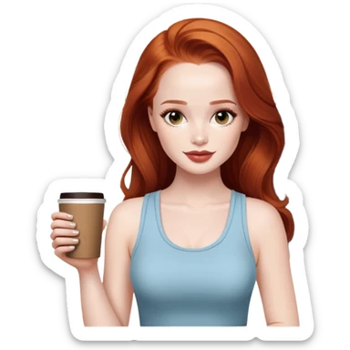 american actress Madelaine Petsch with tank top and coffee  sticker