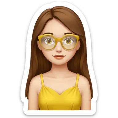 yellow glasses and yellow dressed woman long hair sticker
