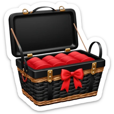 Gothic pitch-Black Picnic basket with red bow sticker
