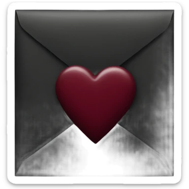 black envelope with burgundy wax heart seal sticker