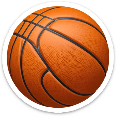 basketball ball object icon, glossy texture, clean seams, 3D cartoon, mobile game icon style, centered, soft shadow, clean background, no text, no watermark sticker