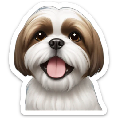 white and brown shihtzu, happy, cute, smiling sticker