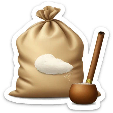 a bag of flour smokes a cigar sticker