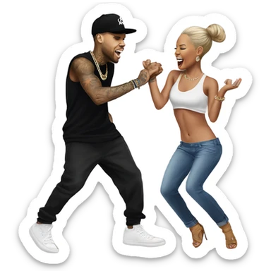 Hyper Realistic Chris Brown dancing with Karruche Tran sticker