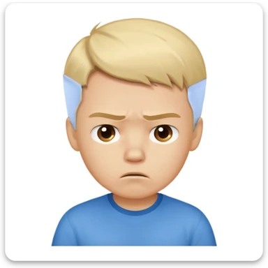 school student, light-haired boy, annoyed and displeased expression, talking sticker