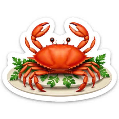 crab on platter  sticker
