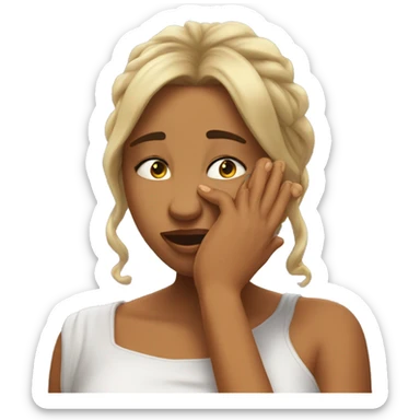 Wiping away her tears with my hand sticker