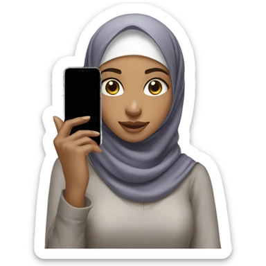 a hijabi girl is taking picture with iphone 13 sticker