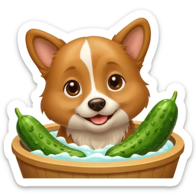 dog relaxing spa with cumcumbers sticker