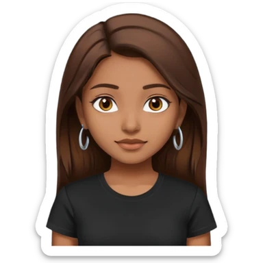 a pretty fair indian bratz girl with brown hair. with a black tshirt sticker