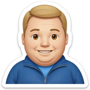 fat man wearing blue jacket sticker
