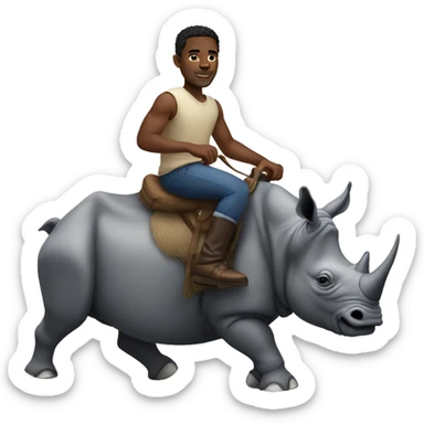 Black man riding a rhino sticker