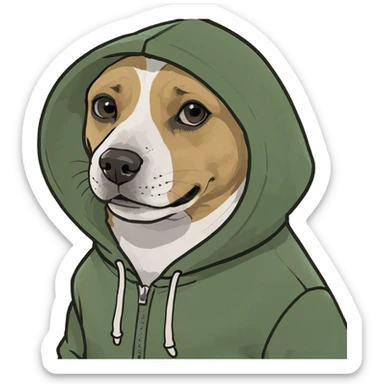 Dog wearing hoodie  sticker
