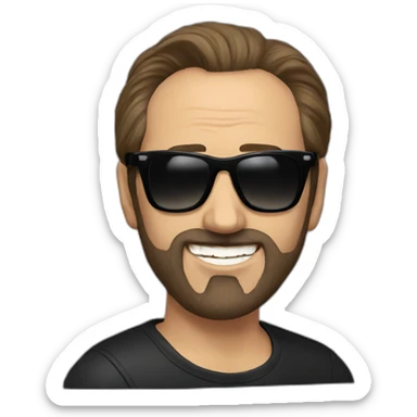 nicolas cage with a beard and black Wayfarer sunglasses sticker