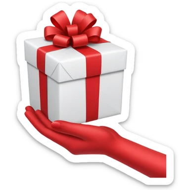 one hand holding out a wrapped gift, simple, clear, no text sticker
