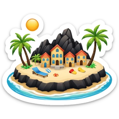 island  with a beach and infrastructure  sticker