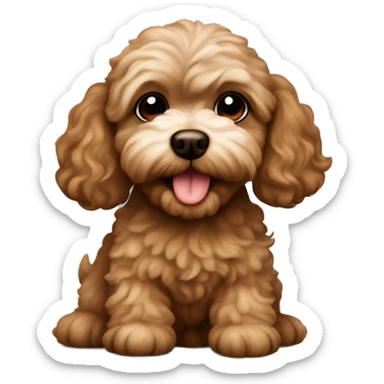 a puppy maltipoo dog in brown  sticker