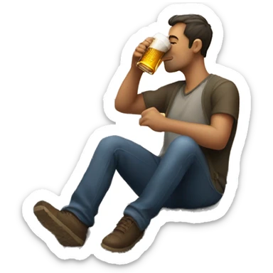A man drinking a beer on the roof of a building sticker