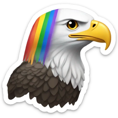 bald eagle with rainbow (pride flag) colors instead of normal colors sticker