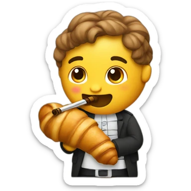 A croissant playing flute sticker