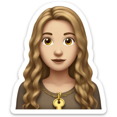 White Girl with brown long hair with gold key in hand sticker